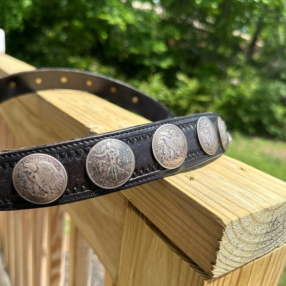 Vintage Appaloosa Leather Belt w/19 Walking Liberty & Eagle Silver Half Dollars main image 11